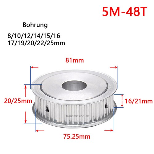 5M Riemenscheibe 10-100 Zähne Zahnrad Kein Schritt für 20mm Breite Zahnriemen - Picture 18 of 27