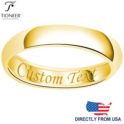 Stainless Steel Gold Wedding Band Ring Plain Comfort Fit FREE ENGRAVE 3mm-10mm