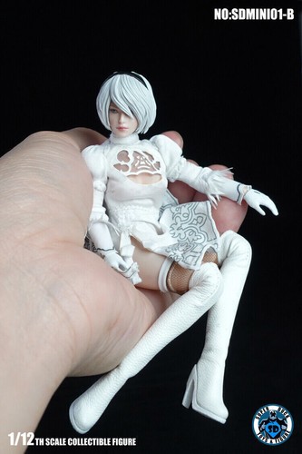 SUPER DUCK SDMINI001-B Sexy Female Automata 2B White Clothes with Head Set 1/12 - Afbeelding 3 van 5