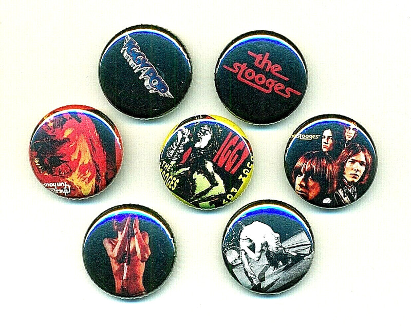 Lot of (7) IGGY POP & STOOGES 1" Pins !! All Different !!