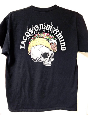 Tacos On My Mind Retrofit Skull Taco Graphic Men's Size Large T-Shirt