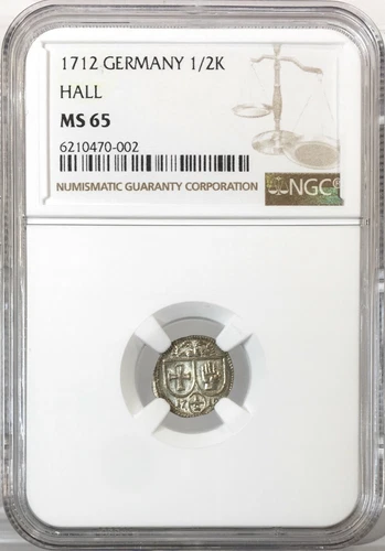 1712 Germany Hall 1/2 Kreuzer Silver Gem Brilliant UNC NGC MS65