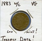 W@W 1883 W/C Liberty Nickel ! ( Low Mintage ! ) Vg !