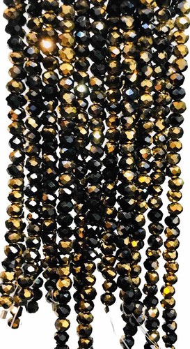 Crystal Spacer Beads Opaque Gold And Black Ombré 7mm Rondelle Qty: 33 - Picture 2 of 2