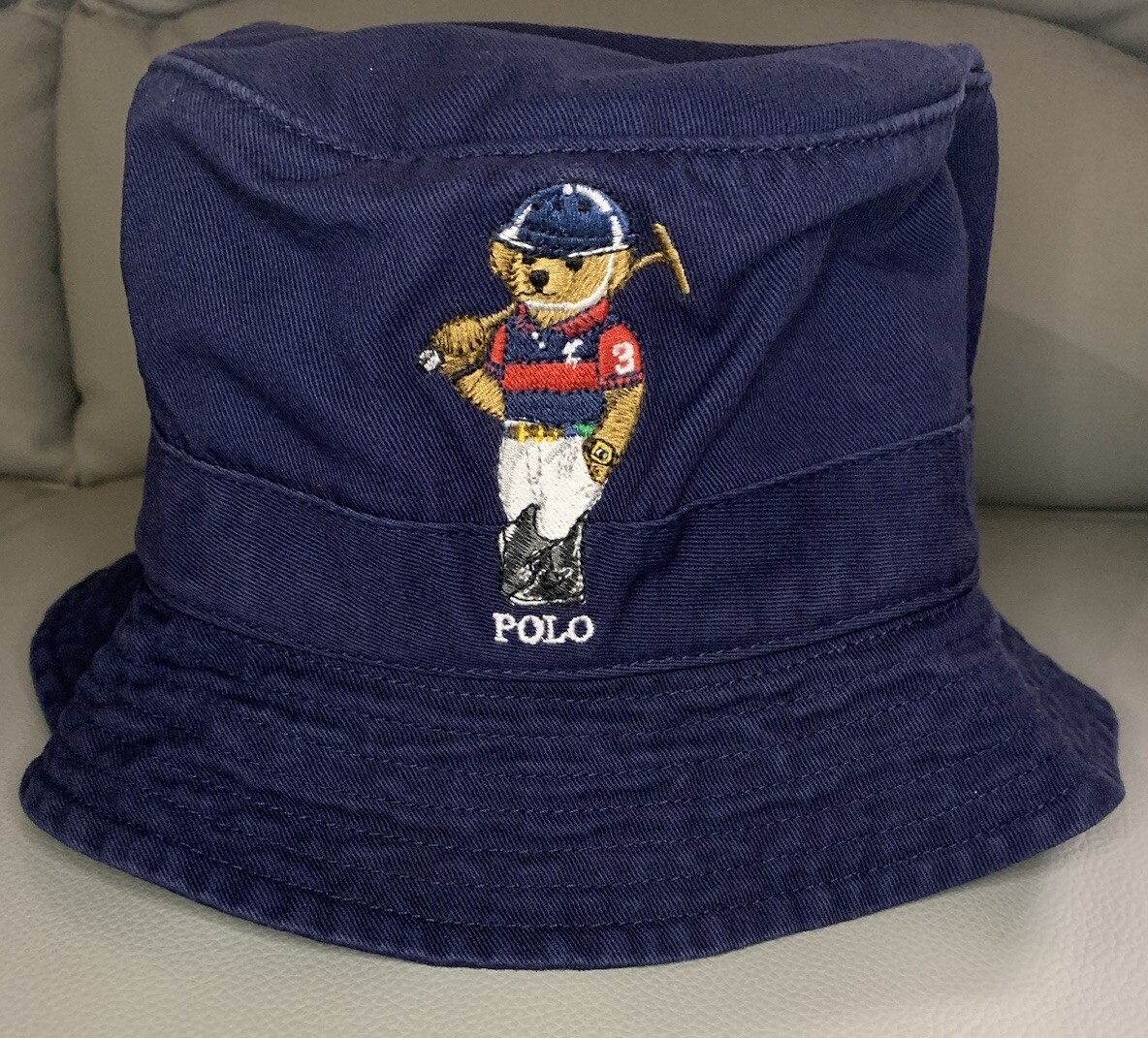 Polo by Ralph Lauren Navy Bucket Hat with Polo Bear Embroidery Polo Bear Chino Bucket Hat main image 3