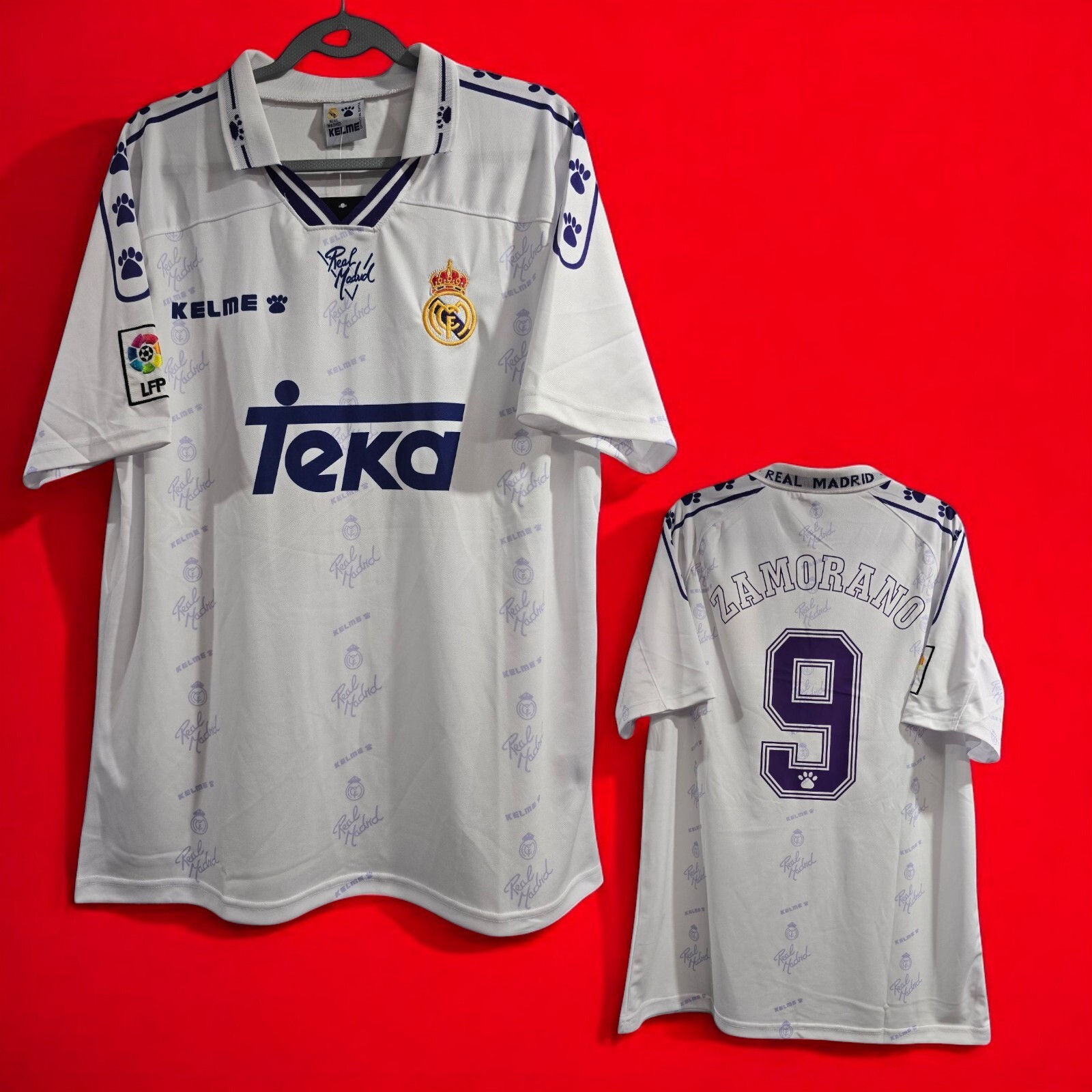 R. MADRID HOME 94/95 - Retro Jersey - Soccer - ZAMORANO # 9 - 2XL (USA-XL)