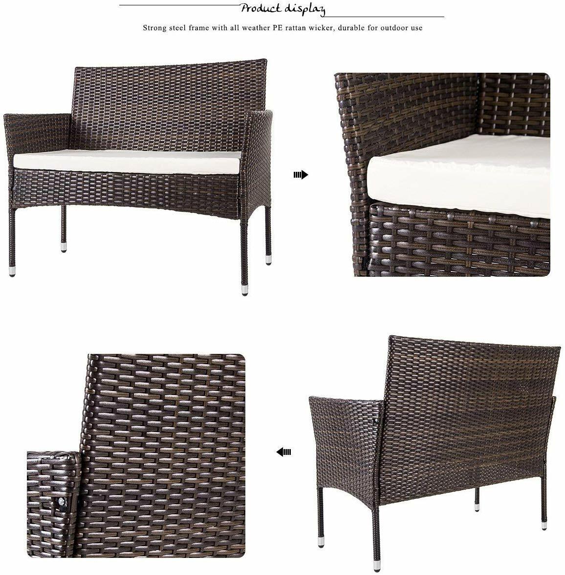 Merax Garden Backyard 4 Pc Rattan Chair Patio Furniture Set Weather Resistant For Sale Online