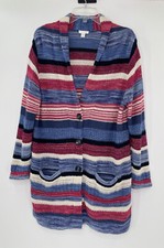 J. Jill Women s Petite Large Cotton Linen Button Cardigan Sweater Pockets Flaws