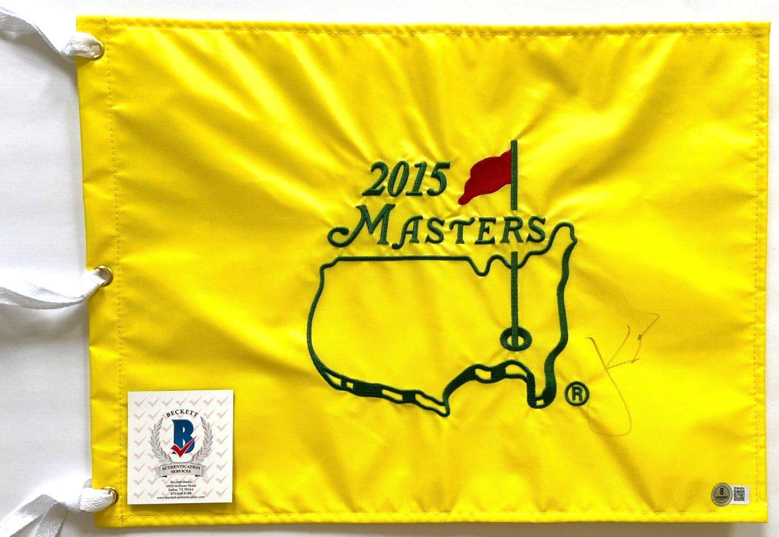 Jordan Spieth Autographed Signed 2015 MASTERS GOLF FLAG US OPEN BRITISH OPEN PGA BAS 