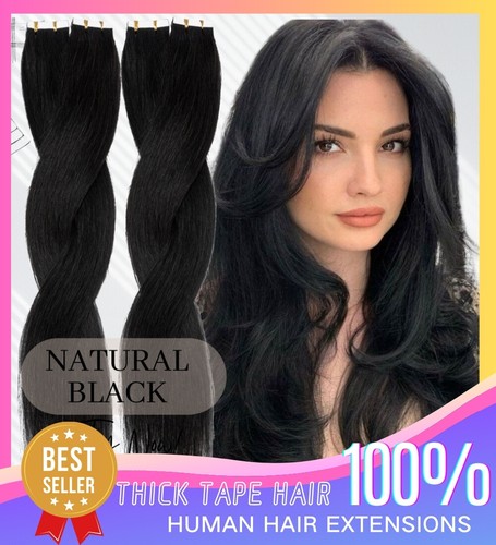 CLEARANCE 12-24" 40PCS Thick Tape In Remy Human Hair Extensions Full Head Ombre - Picture 36 of 75