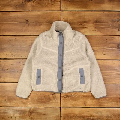 Vintage L.L.Bean Outdoorjacke M Petite Borg Weiß Damen