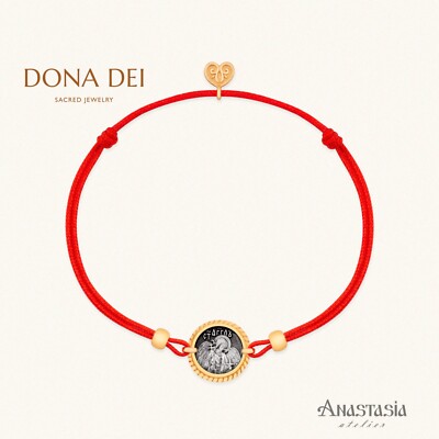 Red String Bracelet HOLY TRINITY. Guardian ANGEL/ 925 Sterling Silver & 24K Gold