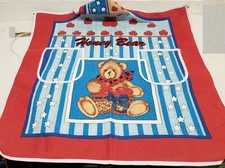 Printed Cotton Apron, 24"x31",w/2 pockets,HONEY TEDDY BEAR & APPLES, Amber Mills