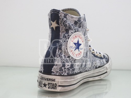 Converse all star pizzo borchie Stellina navy blu vintage artigianali | eBay