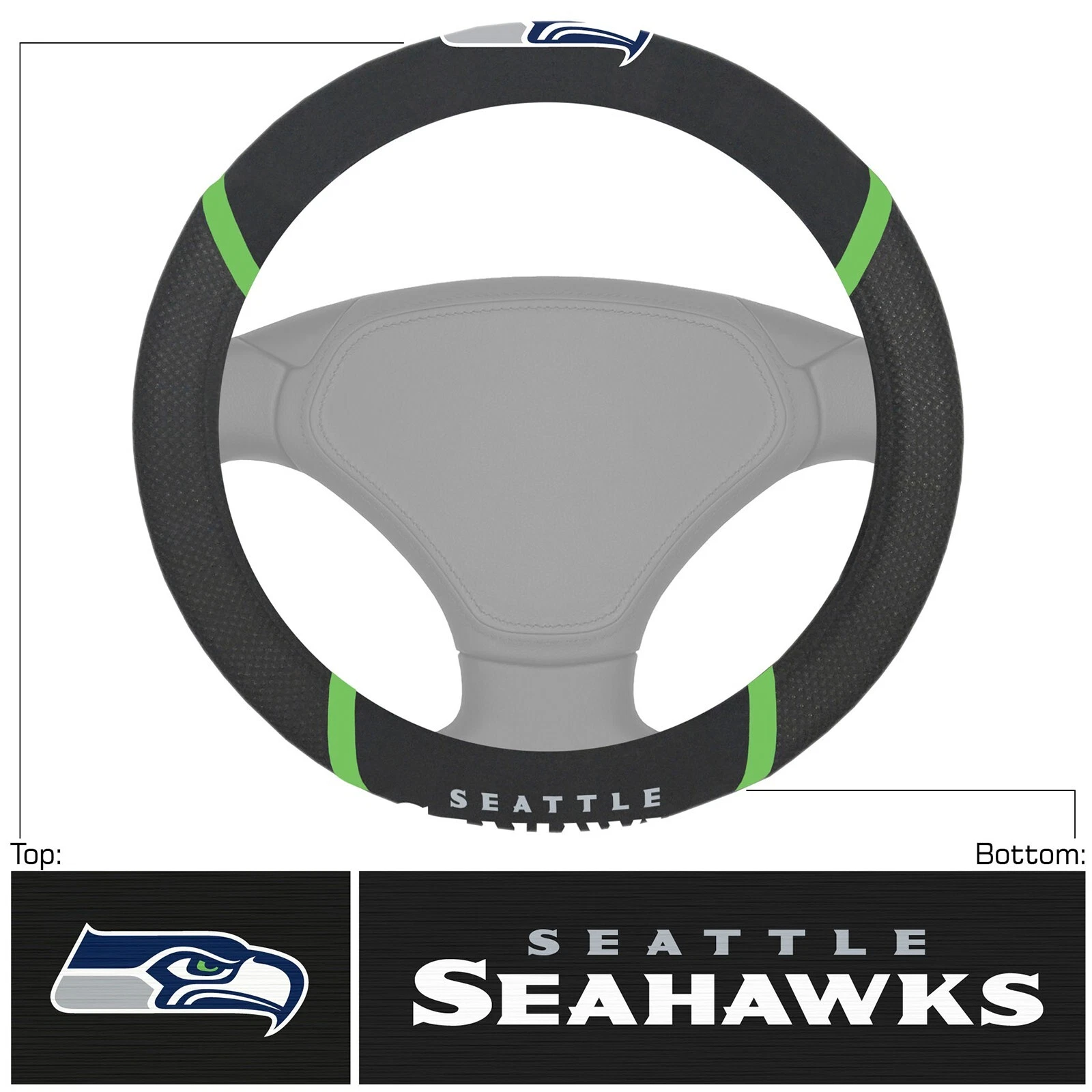 SEATTLE FOOTBALL  STEERING WHEEL COVER