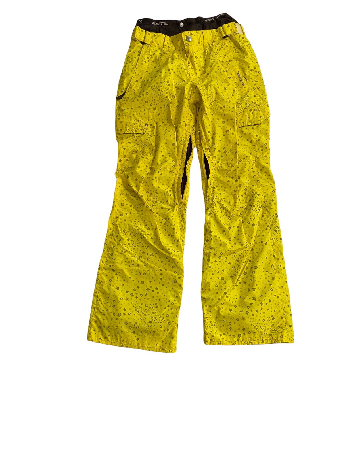 Estivo Snowboard Pants Womens US XS Japanese Asian L Yellow Stars Waist