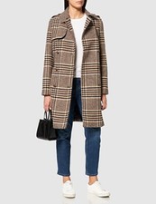 Naf Naf Women's Wool Italian Fabric Trench Style Check Coat. 36 Eu - 6 Uk