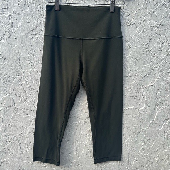 LULULEMON Align Crop Legging Women Size 6 Olive Green High Rise Athletic Gym 19”