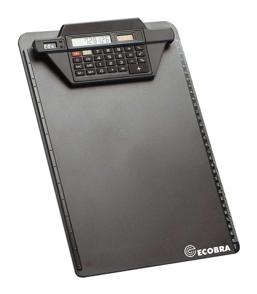 Ecobra Klemmbrett mit Rechner-Klemmschiene - schwarz