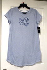 Lauren by Ralph Lauren womens nightshirt gown size Medium blue striped