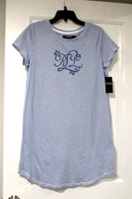 Lauren by Ralph Lauren womens nightshirt gown size Medium blue striped