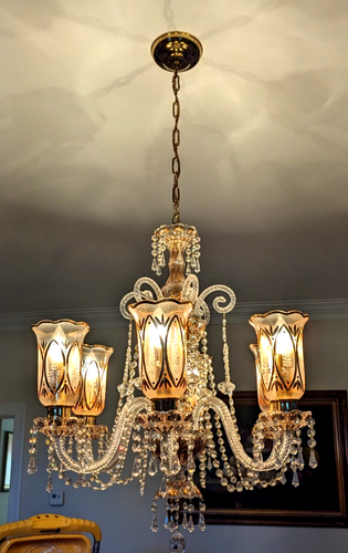 PARTS ONLY~ Gorgeous Chandelier Crystal Gold Decorated 4 Bowls MANY OTHER PIECES - Picture 18 of 18