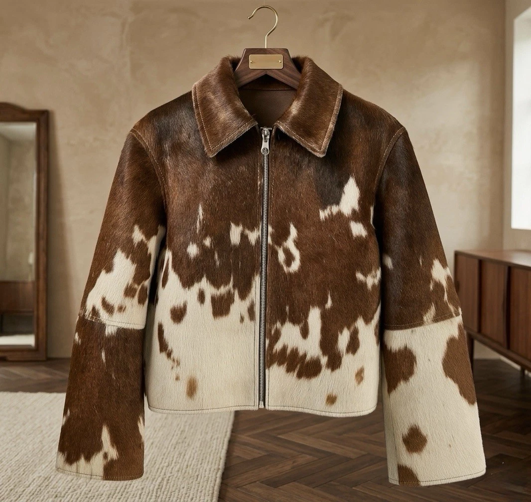COWHIDE LEATHER JACKET FOR WOMEN GENUINE HAIR ON COW SKIN FASHION LEATHER COAT
Opens in a new window