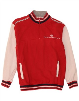 Sergio Tacchini Herren Grafik Sweatshirt Pullover Large Rot Colourblock CI08