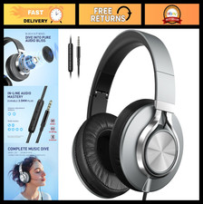 Wired Over-Ear Headphones with Microphone, Volume Control, Noise Isolation, Soft