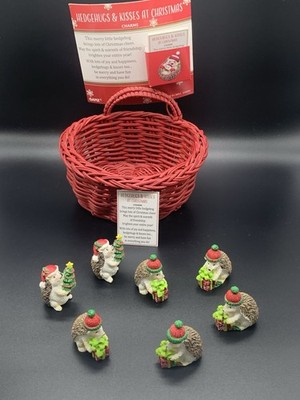 Ganz Christmas hedgehogs charms 7 with red basket/ cards