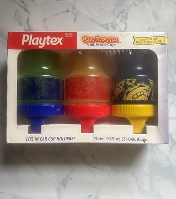 VINTAGE 1999 UNOPENED 3 PACKPLAYTEX BIG SIPSTER SPILL PROOF CUP 10.5 Oz