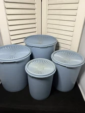 Vintage Tupperware Nesting Canisters Set of 4 With Lids Light Blue