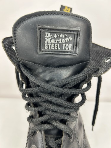 Vtg Dr. Doc Martens Black Steel Toe Work Boot Men's UK 10 Slip Resistant England - Picture 9 of 14