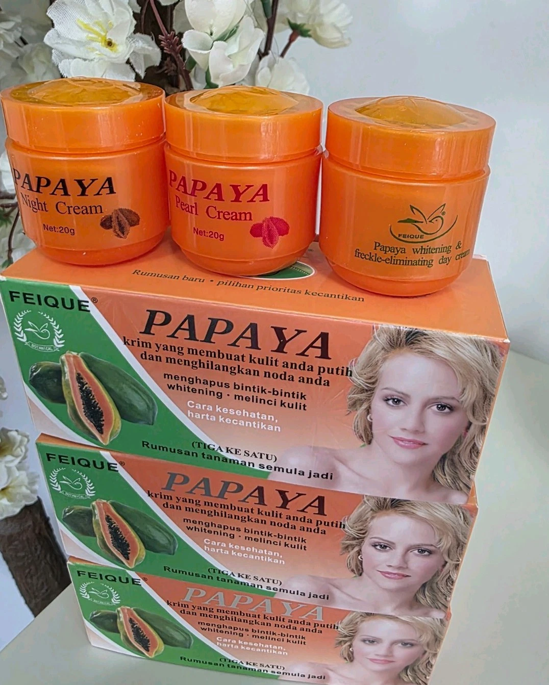 3in1 Papaya Moisturizing Face Cream 3 Sets 20ml+20ml+20ml Each Set offer price