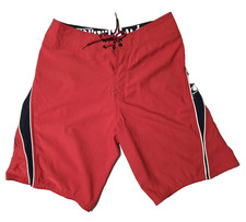 Y2K O'Neill Superfreak Board Shorts Mens 30 Red Black Striped Swim Trunks Surf