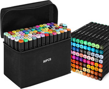 Shoze Colouring Pens - 80 Colors Markers Twin Tips Permanent Marker Set Art Pens