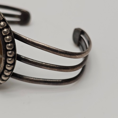 Vintage Southwestern Picture Jasper Cuff Bracelet 925 Sterling Silver 5.75" - Picture 3 of 6