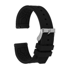 Silicone Watch Bands 22mm Soft Quick Release Watch Bands, Pure Black
