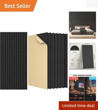 Large Black Peel and Stick Acoustic Panels - Superior Sound Absorption 8 Pack