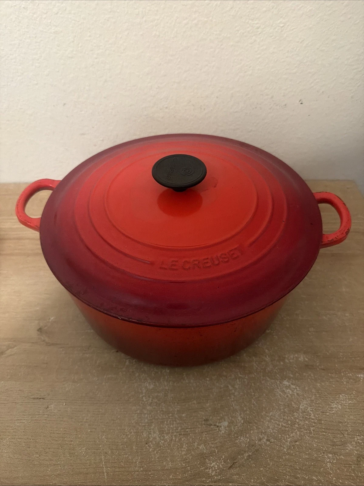 LE CREUSET 28 RED CAST IRON ENAMEL DUTCH OVEN