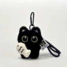 1Pcs Cool Plush Black Cat Doll Toy Keychain Bag Pendant Charms Car Keyring Acces