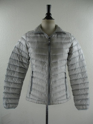 Women's S Eastern Mountain Sports EMS Gray Packable Puffer Goose Down Jacket Zip