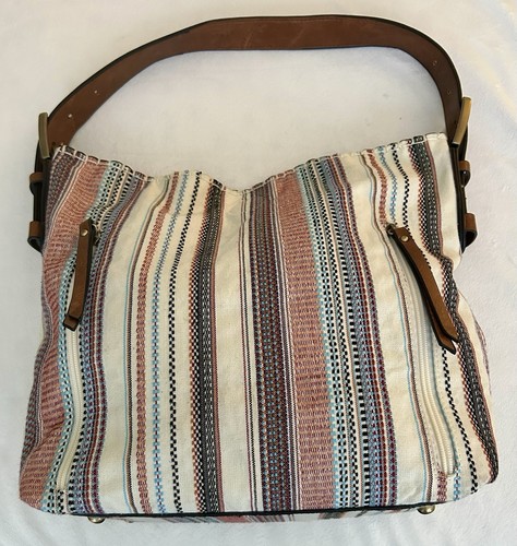 Jen & Co Alexa Canvas Striped Multicolor Hobo Bag - Picture 2 of 10