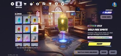 Fortnite Gold Fire Sprite Cosmetic PS4/PS5 Xbox One/Series X|S Switch Lite