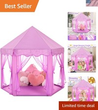 Enchanting Princess Tent for Kids - Large 55'' x 53'' Playhouse with Star Lights