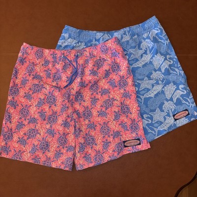 VINEYARD VINES Lot 2 Youth BOYS Turtle + Fish Marlin SWIM Trunks youth L