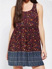 Urban Outfitters Ecoté Boho Floral Babydoll Mini Dress Open Back Medium