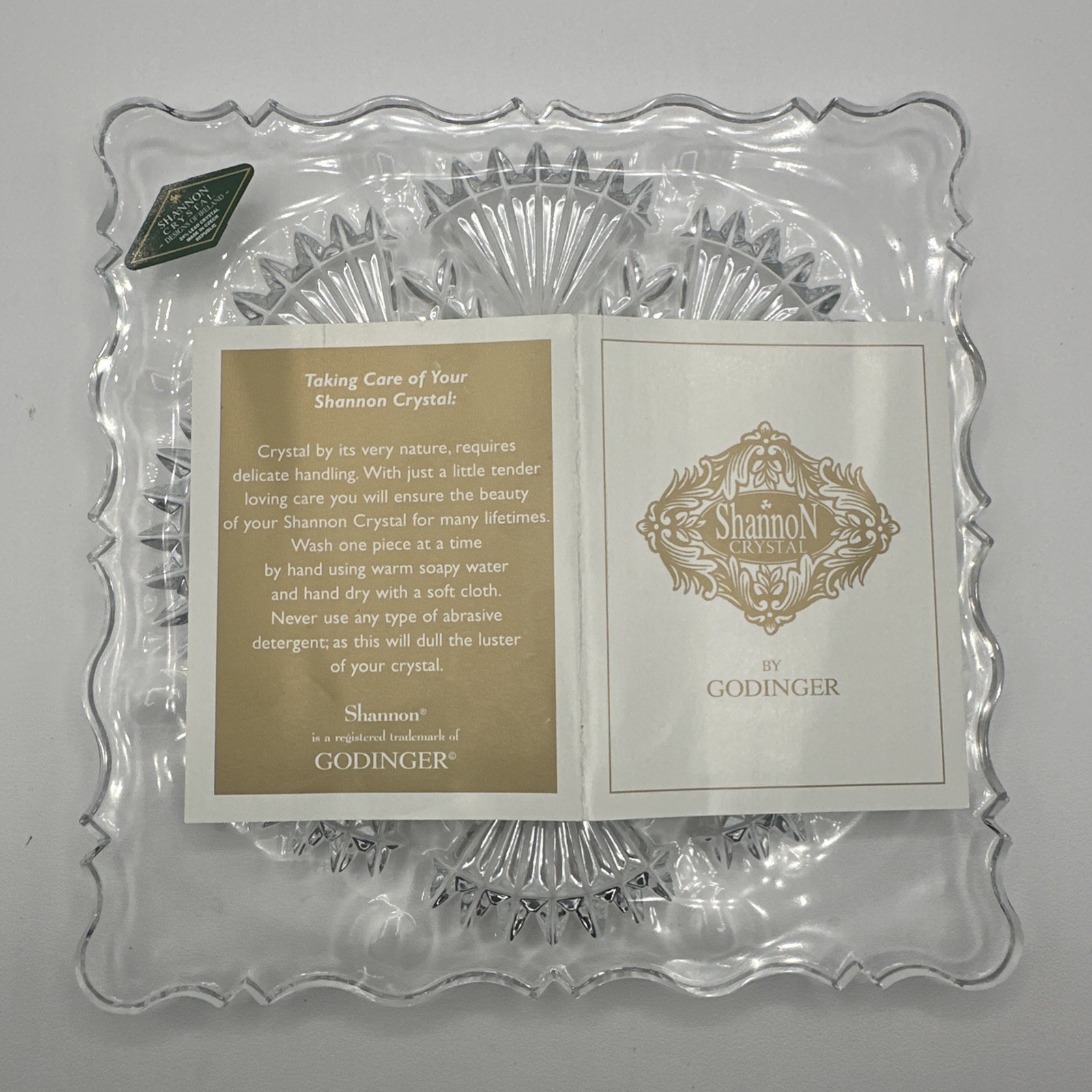 Shannon Crystal 7" Square Dessert Plate Godinger Freedom Pattern Set of 12 #2962