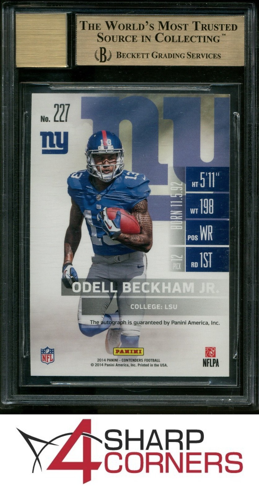 2014 PANINI CONTENDERS #227A ODELL BECKHAM JR. RC GIANTS BGS 9.5 AUTO 10 view 2