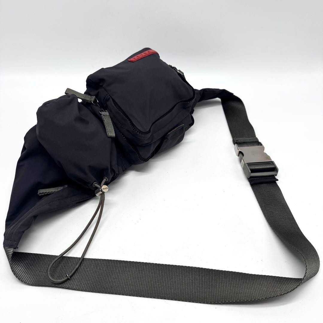 Rare PRADA SPORT 00s Body Bag Vintage Tessuto Nylon Gray